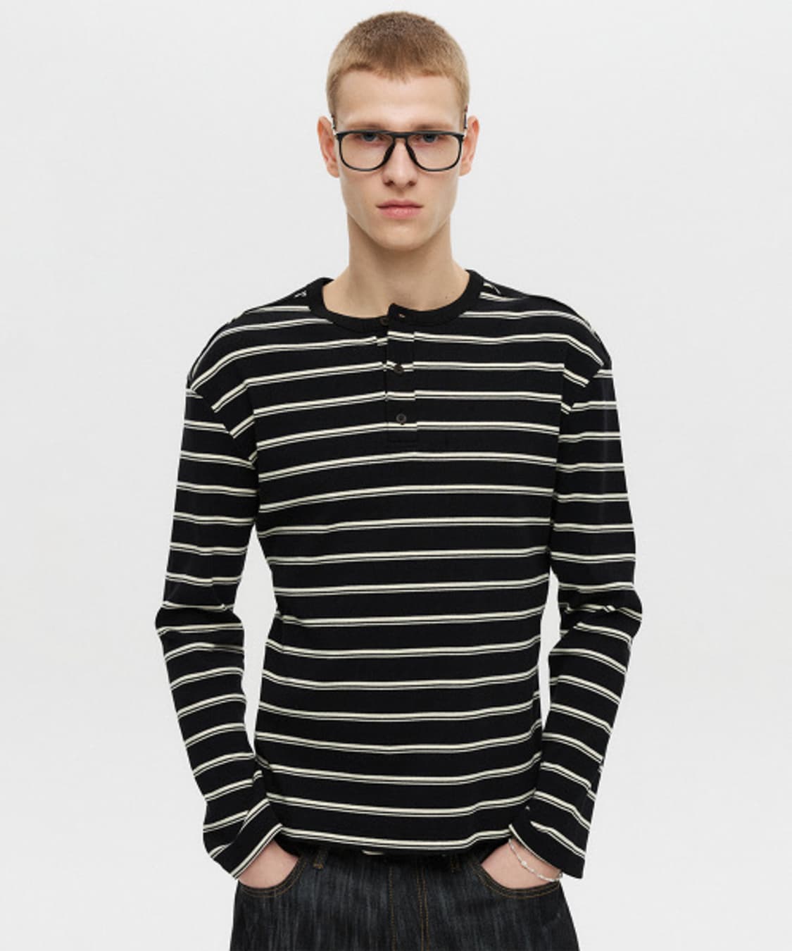 DNSR 디앤에스알 헨리넥 스트라이프 롱슬리브 상품이미지2