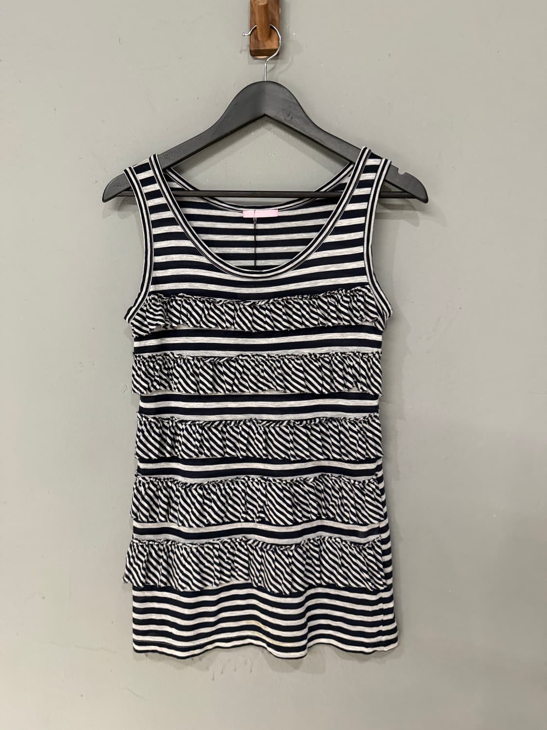 stripe pattern frill detail sleeveless  상품이미지5