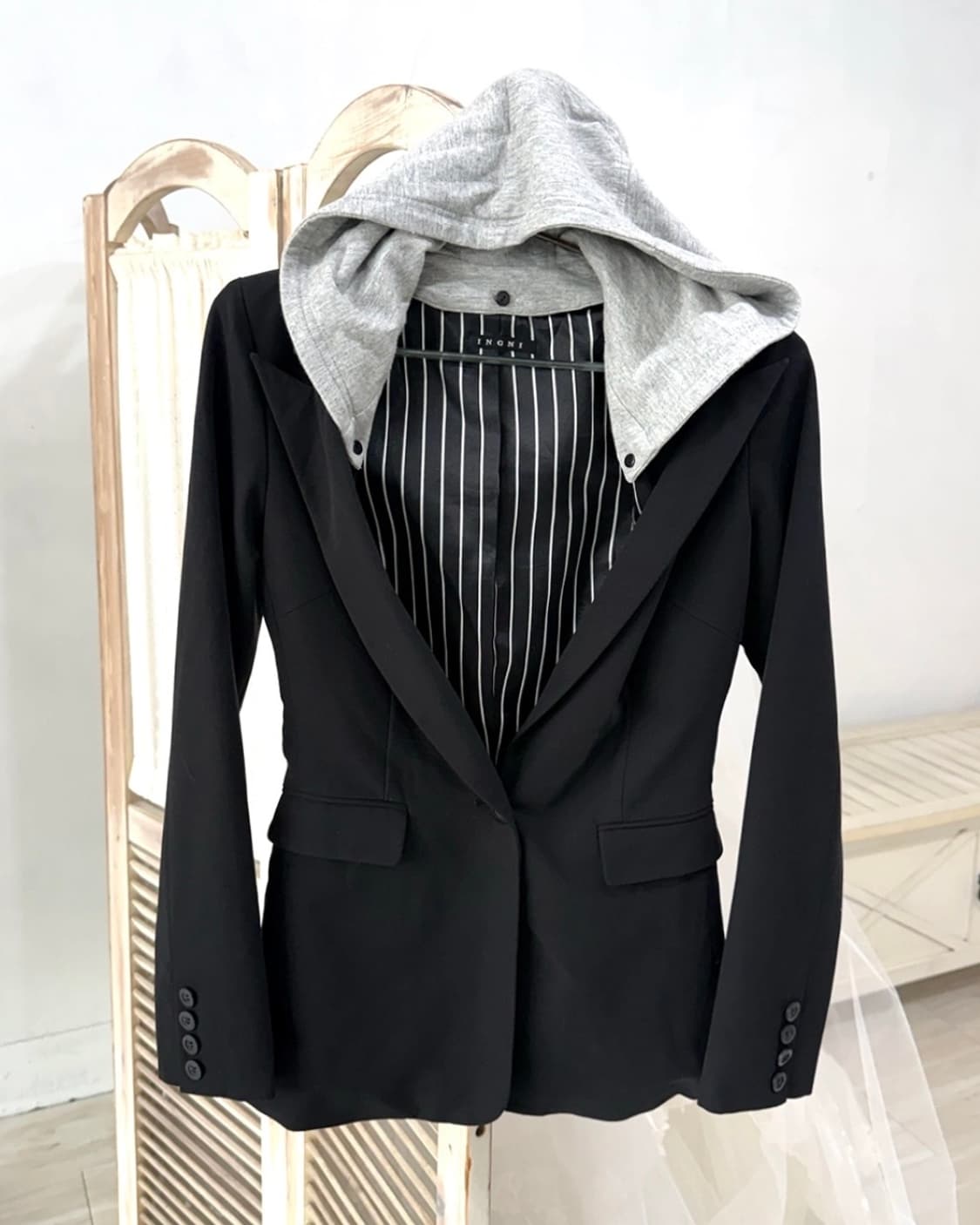 INGNI Black Hooded Slim-Fit Blazer 상품이미지6