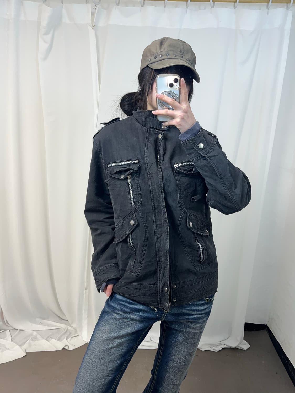 Y2K 차콜 유틸리티 자켓 상품이미지7