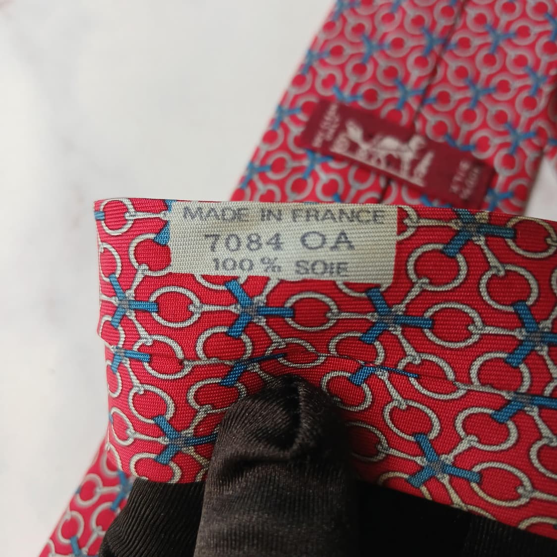 에르메스 실크 레드 체인 패턴 넥타이 8.5cm A등급 E949
 상품이미지7