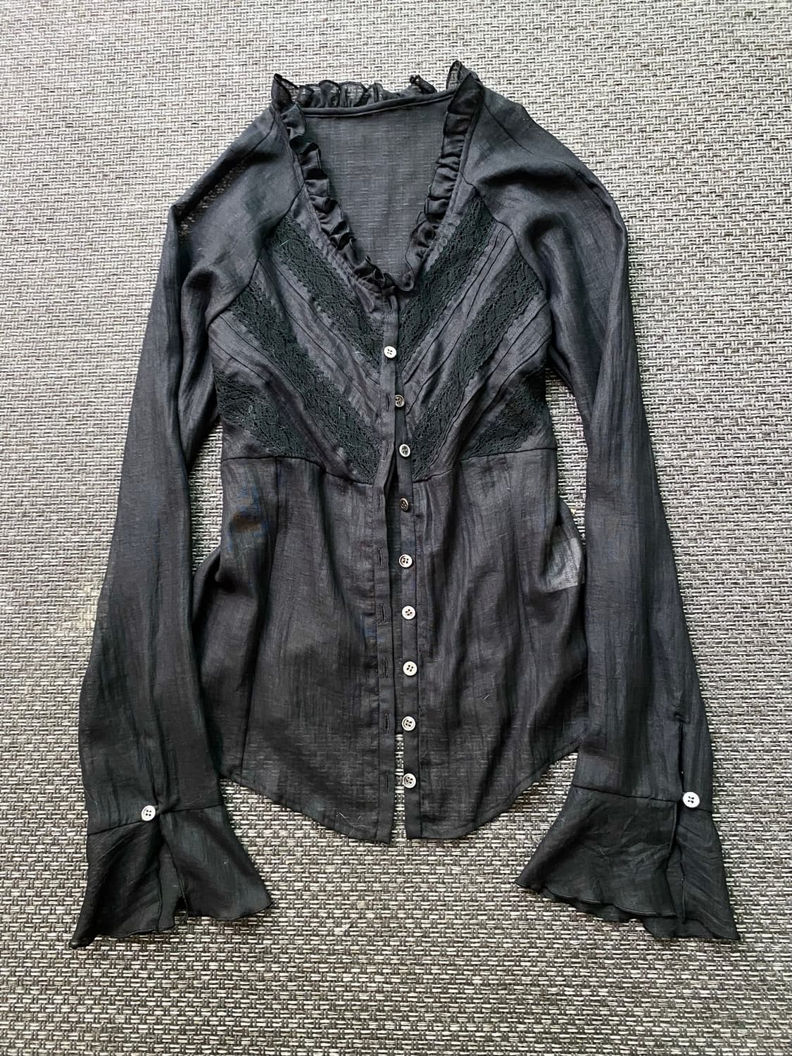 [DESVISIO]2000s Gothic Frill Detail Blac 상품이미지1