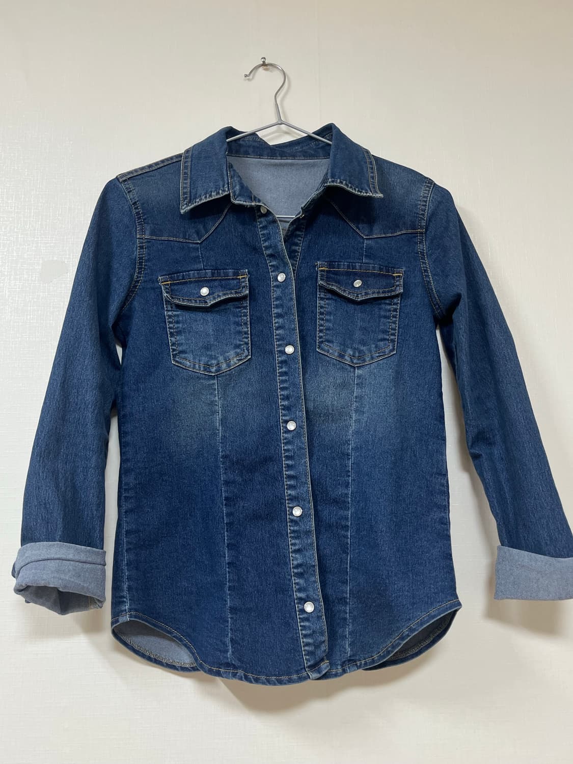 슬림핏 데님 셔츠 청남방 상품이미지1