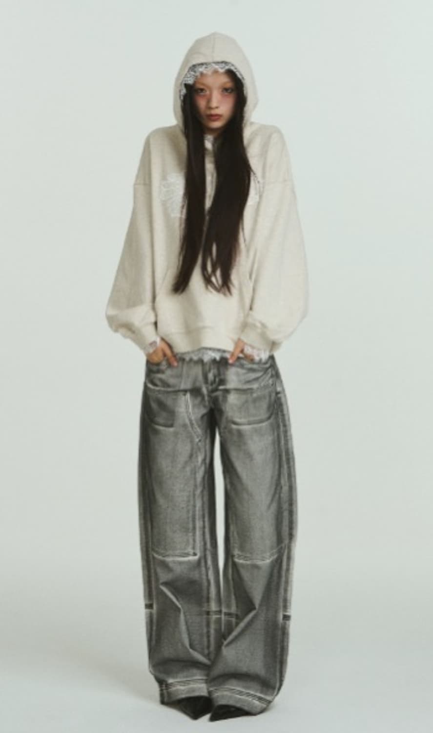 더티 워싱 스프레이 로우라이즈 팬츠 상품이미지2