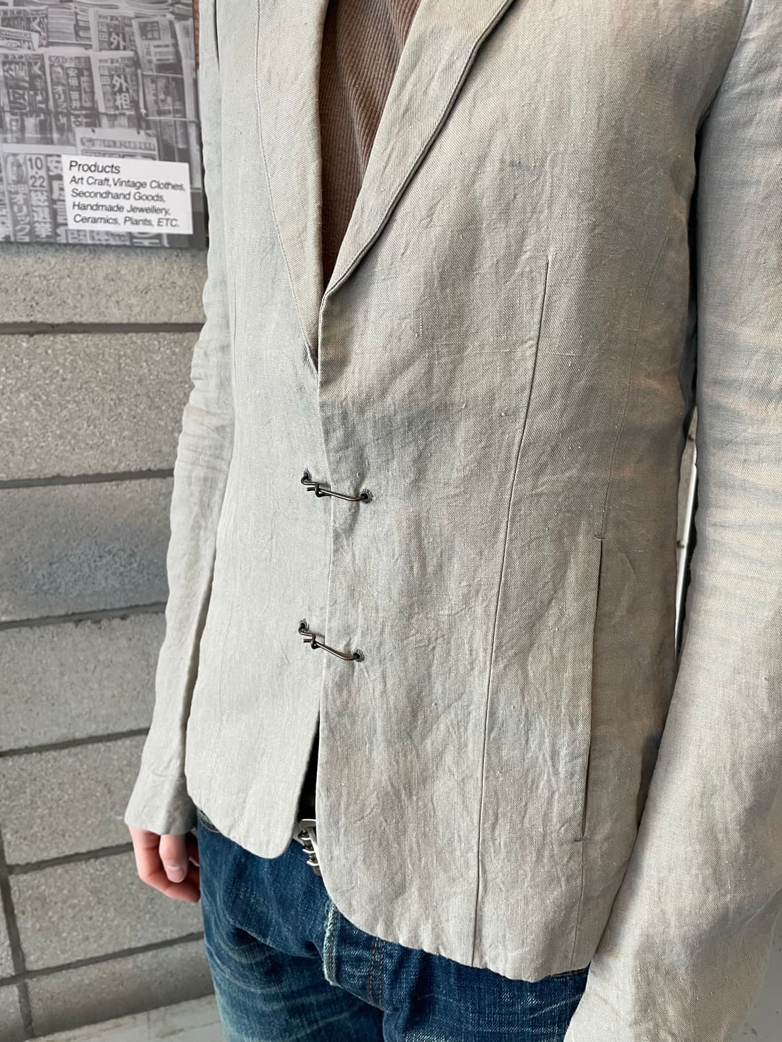 카즈유키쿠마가이 리넨 후크 블레이저 상품이미지4