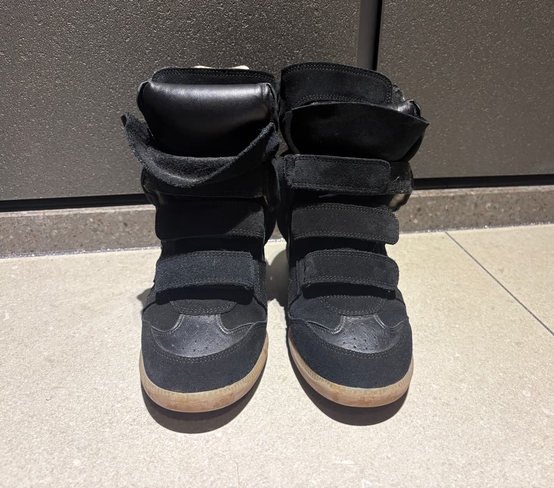 이자벨마랑 Bekett 베켓 스웨이드 벨크로 하이탑 스니커즈 블랙 상품이미지1