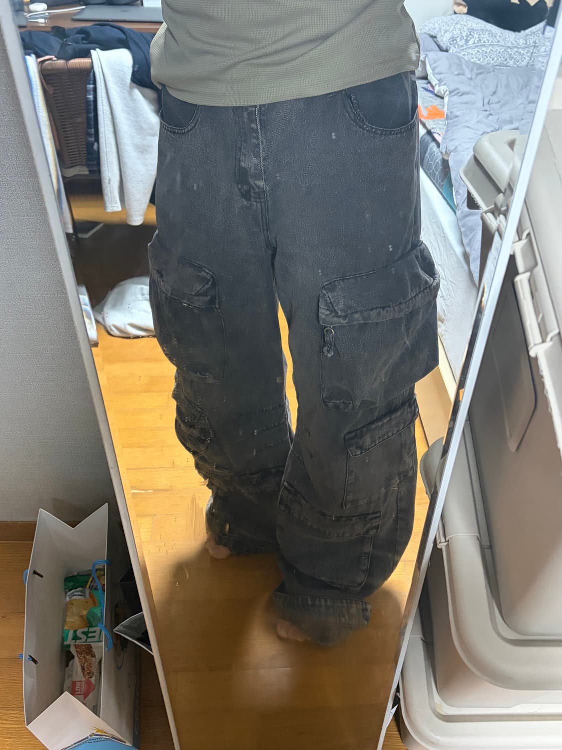 자라 utility pocket jean gray M 상품이미지4