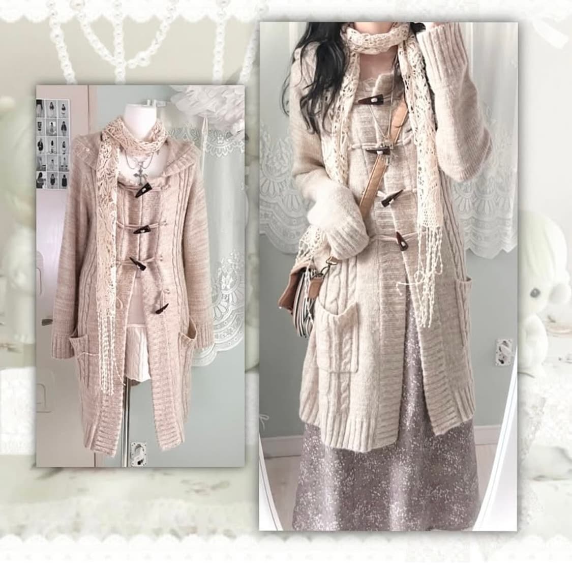 퍄뮤빈티지 파뮤빈티지 clef de sol 가디건 모리걸하구미일브라떼갸루 상품이미지1