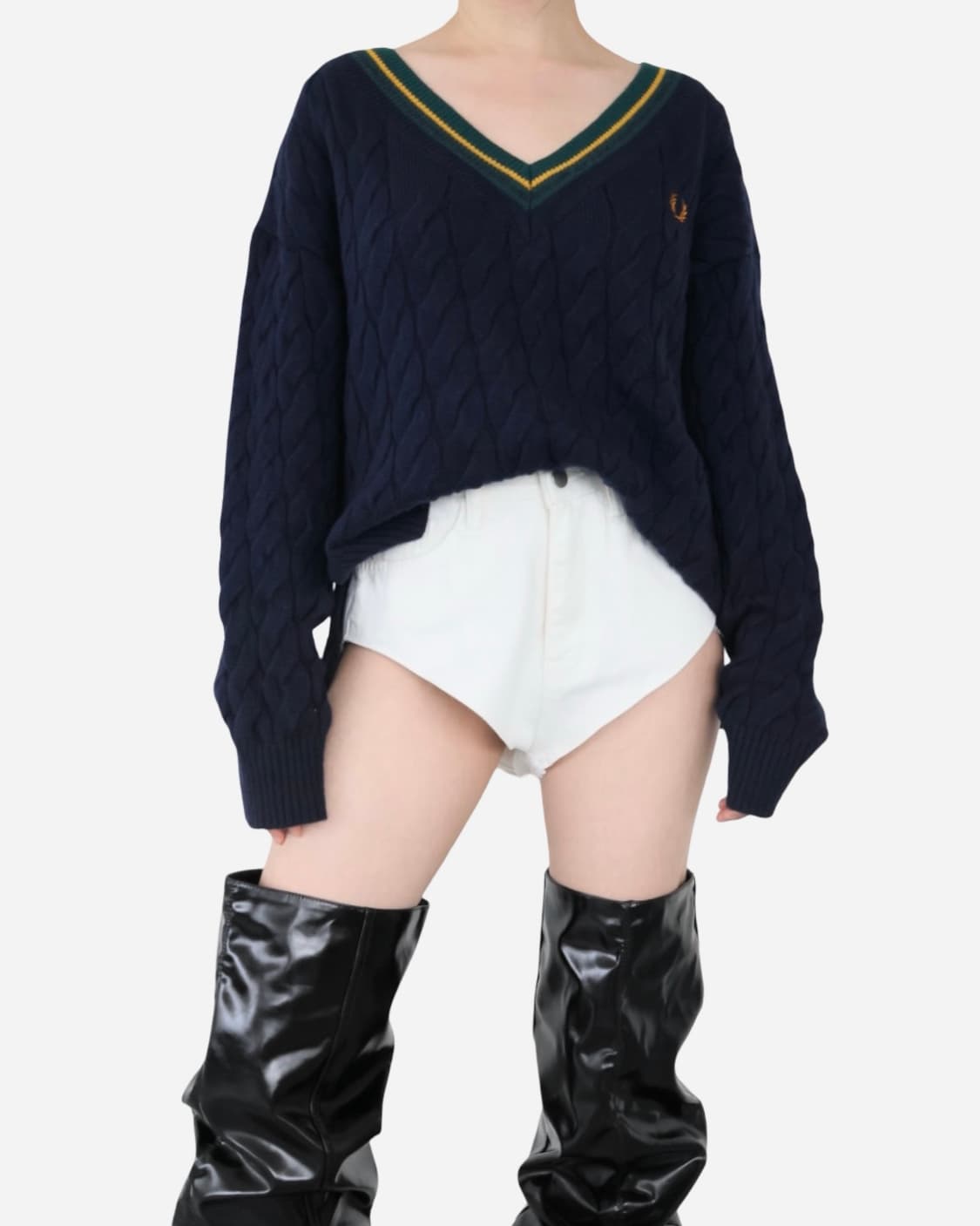 Fred Perry Cable Knit V-Neck Sweater 상품이미지3