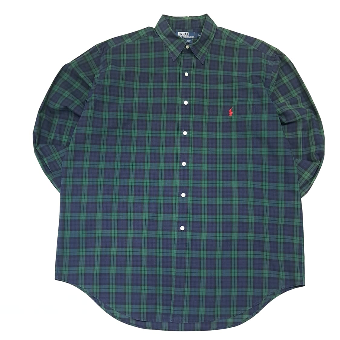 CL500 L 폴로 90s 말레이시아판 코튼 블랙워치 레드포니 셔츠 상품이미지1