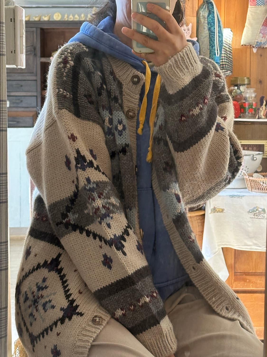 알파카 혼방 울 니트 가디건 상품이미지5