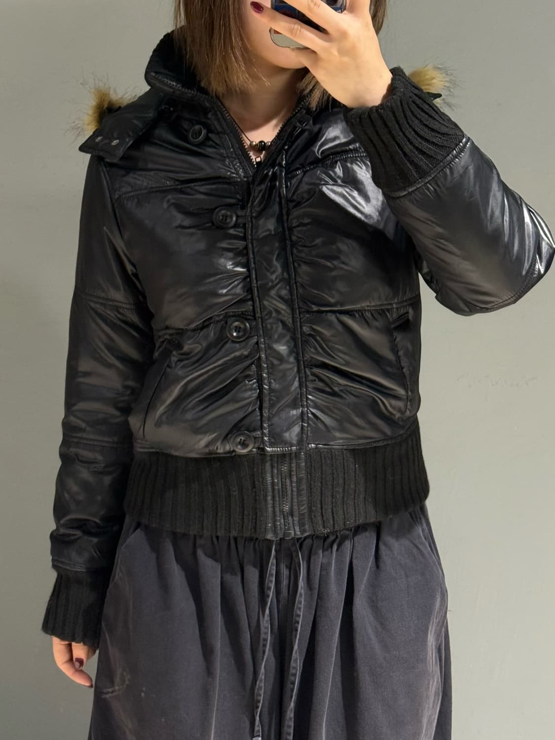 hood fur n2b button-up detail padding 상품이미지4