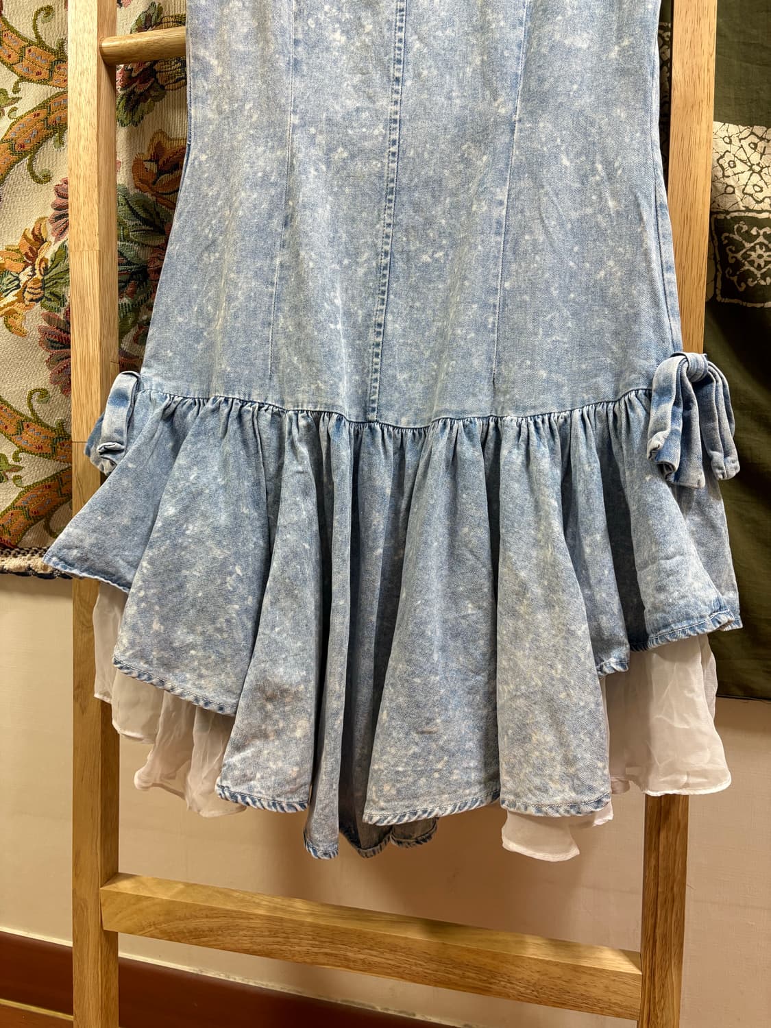 Patty 그런지페어리 데님 리본 레이어드 원피스 상품이미지7