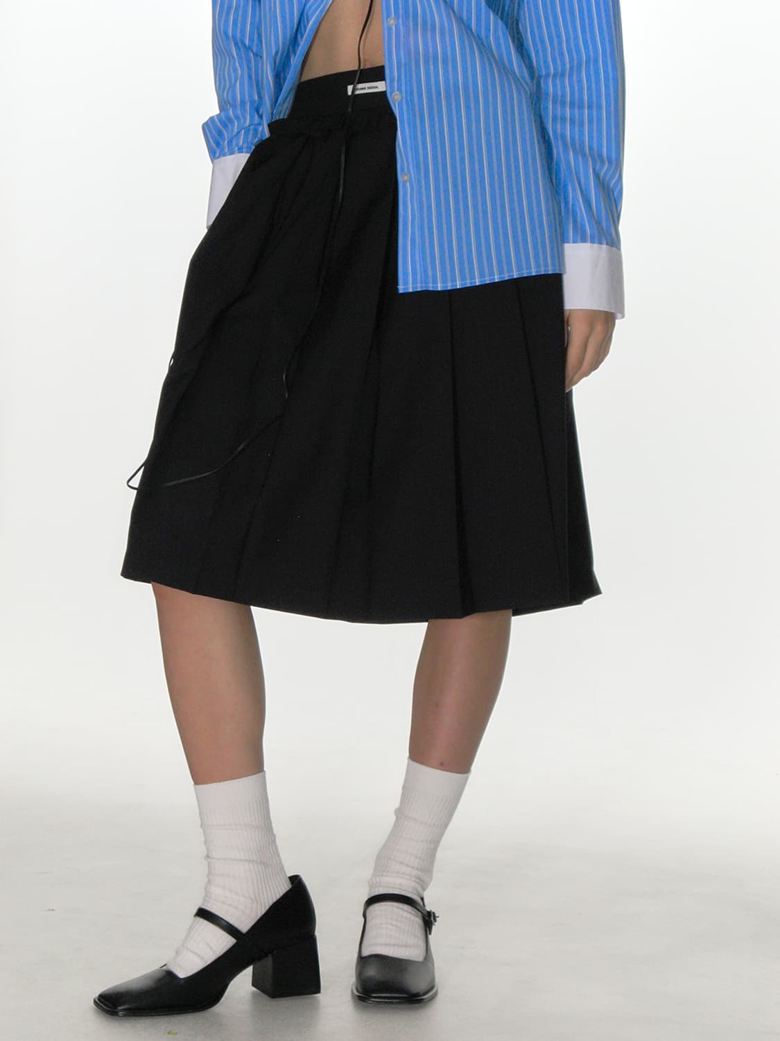 FRILL PLEATS MIDI SKIRT_DARK NAVY  상품이미지4