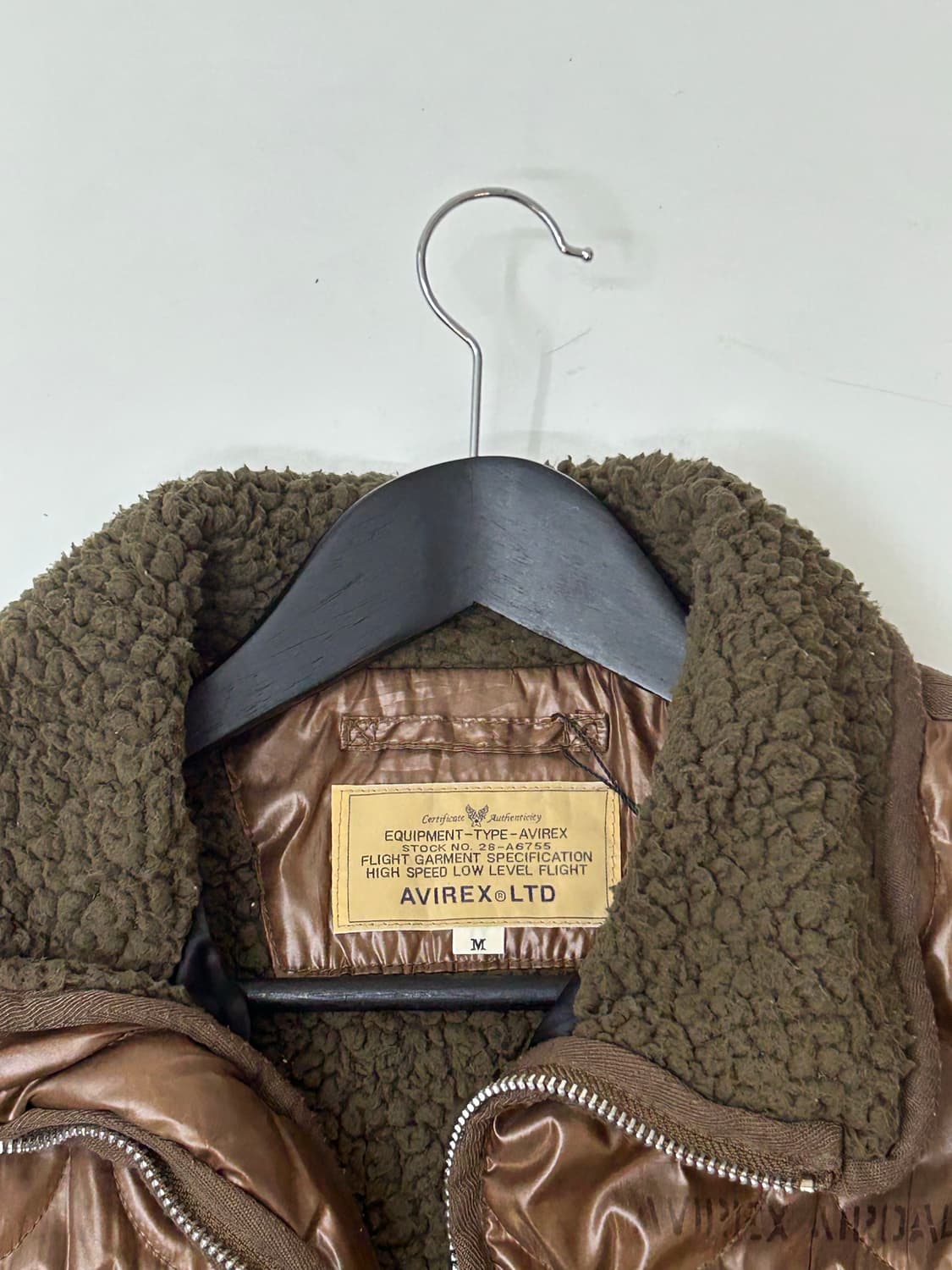 Avirex 아비렉스 브라운 퀄티드 밀리터리 쉐르파 자켓 상품이미지10