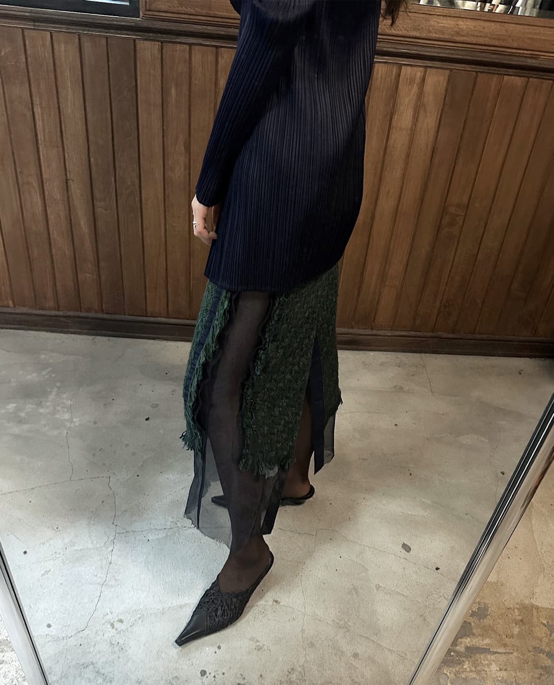 SACAI chiffon mix tweed skirt 상품이미지2