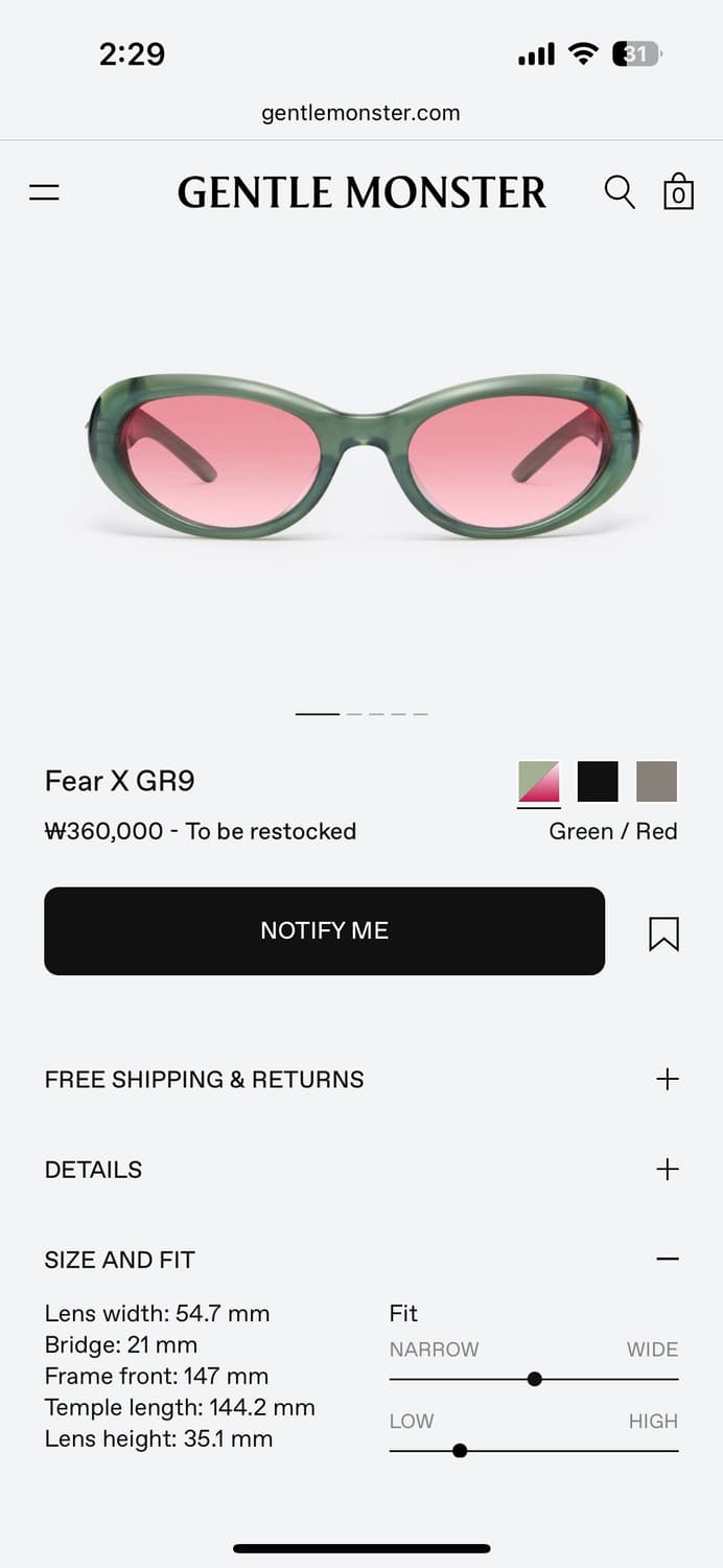 젠틀몬스터 Fear X GR9 선글라스 상품이미지3