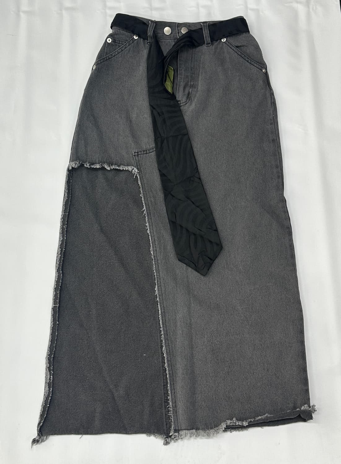 🖤나나깔 지뢰계 언발 롱 데님스커트🖤 넥타이 벨트 마계 빈티지 상품이미지3