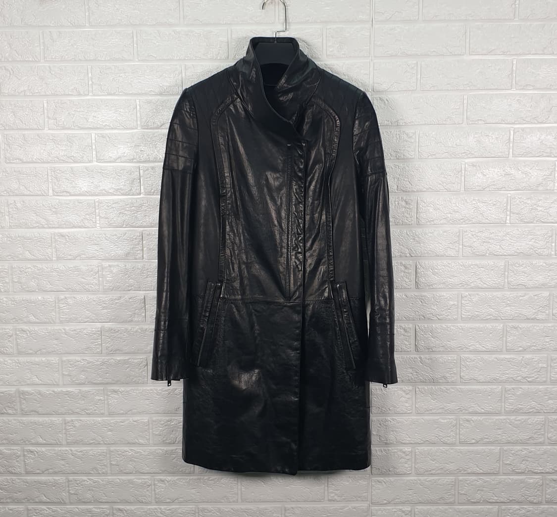 [55]보브 양가죽 하이넥 롱 코트 상품이미지1