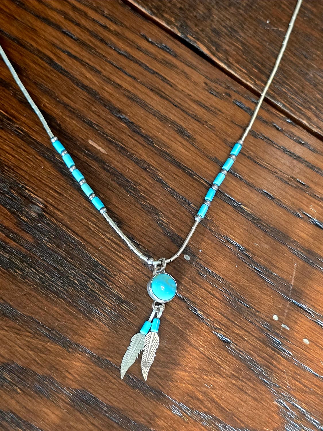 🇺🇸네이티브 아메리칸 실버 터키석 깃털 목걸이 상품이미지5