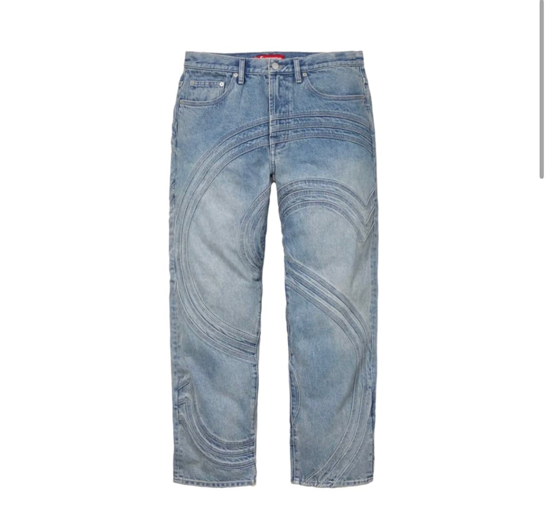 슈프림 S 로고 루즈핏 진 워시드 블루 (24SS) 상품이미지1