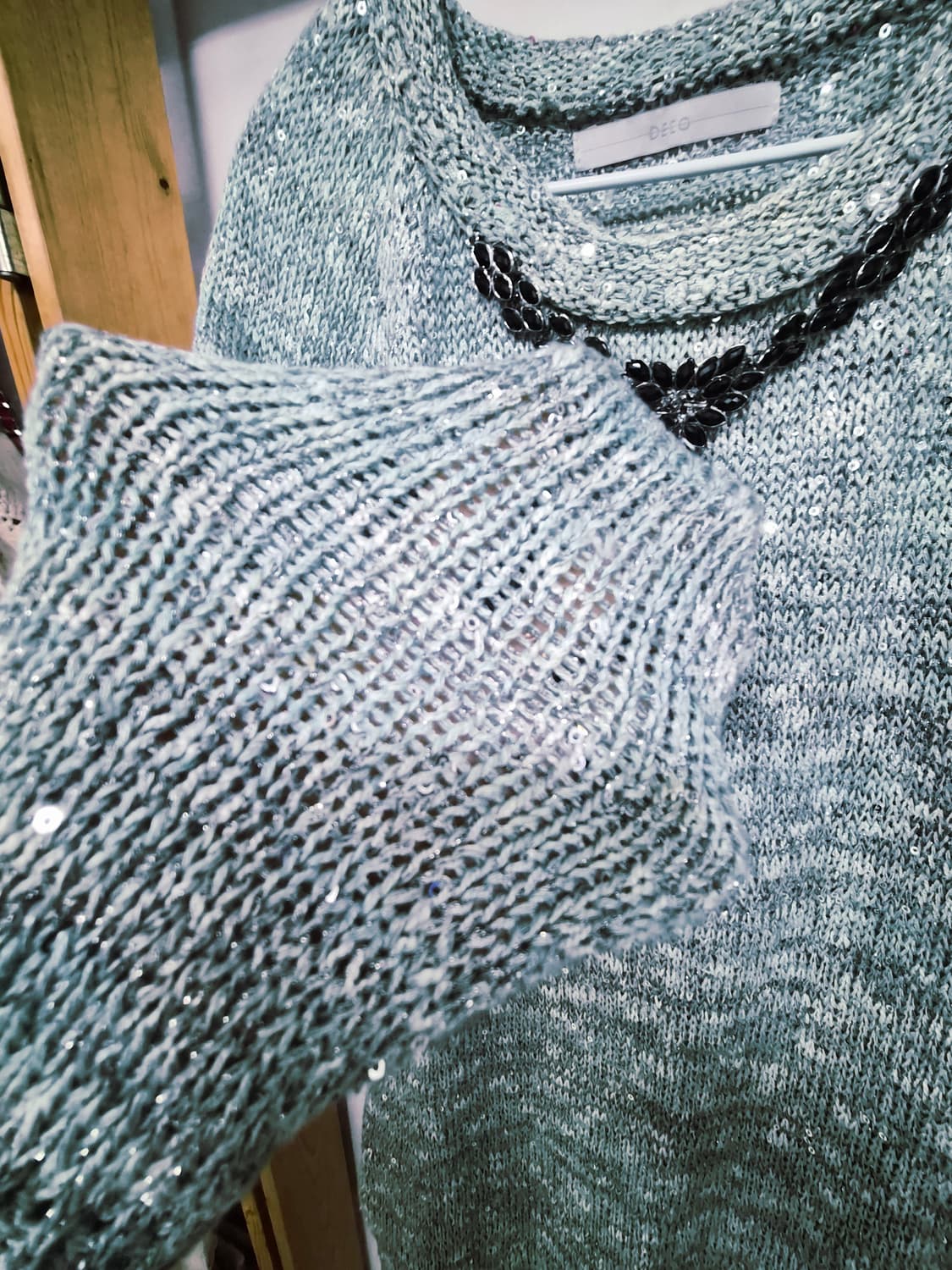 데코 민트 린넨 샤이니 니트원피스& 포켓 롱니트 상품이미지4