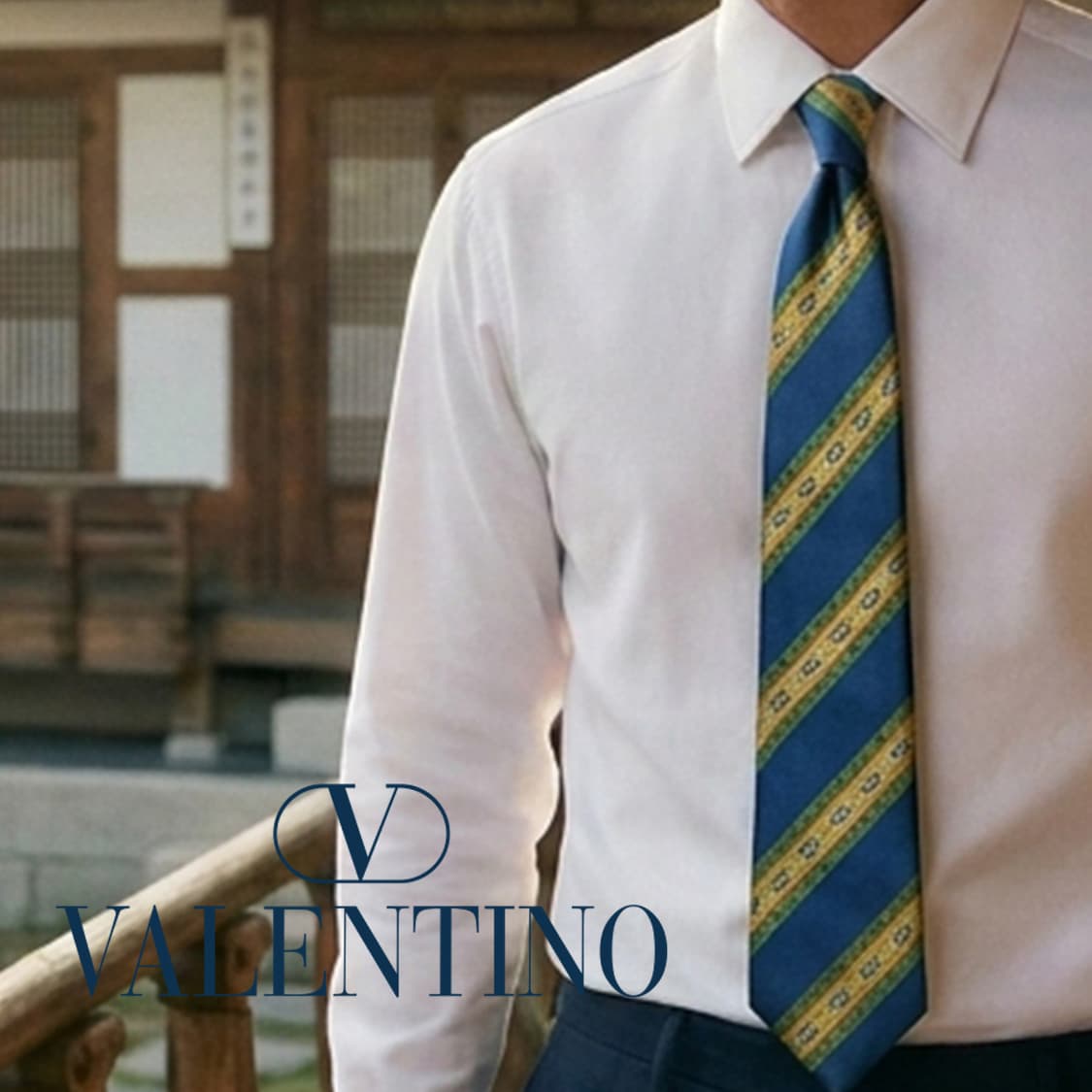 발렌티노 실크 블루 자카드 패턴 넥타이 9.6cm A+등급 K2581
 상품이미지1