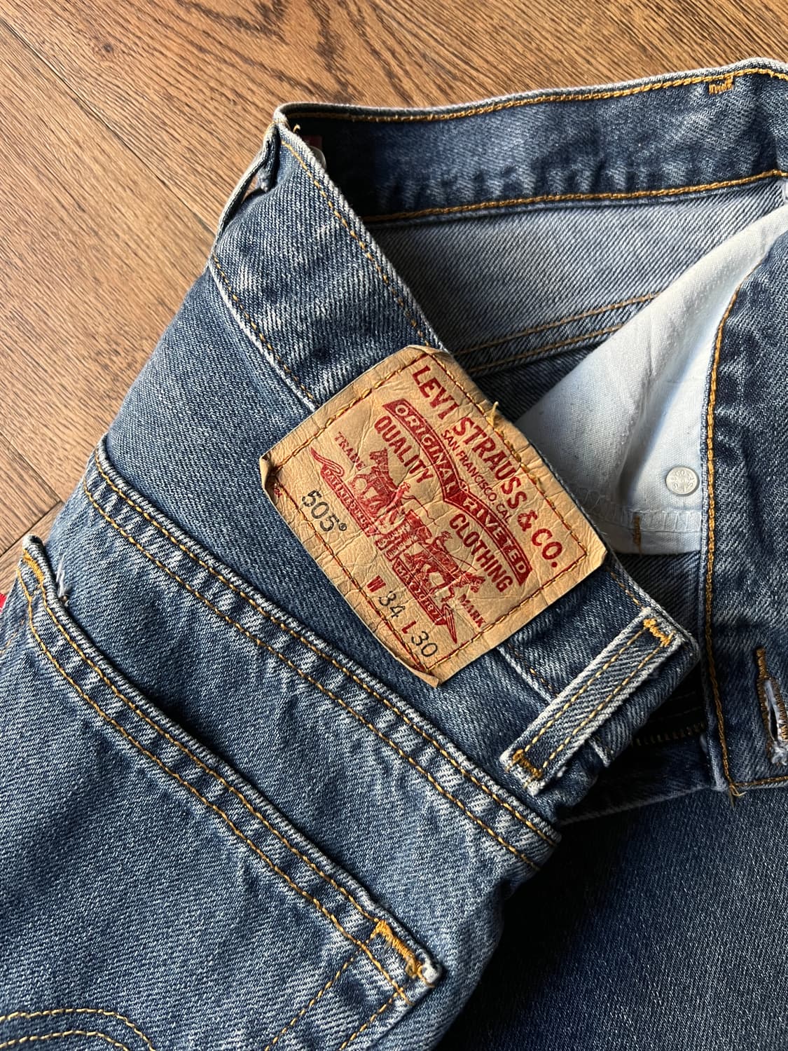 [34]00's 리바이스 USA 505 미디엄블루 데님 팬츠 상품이미지5