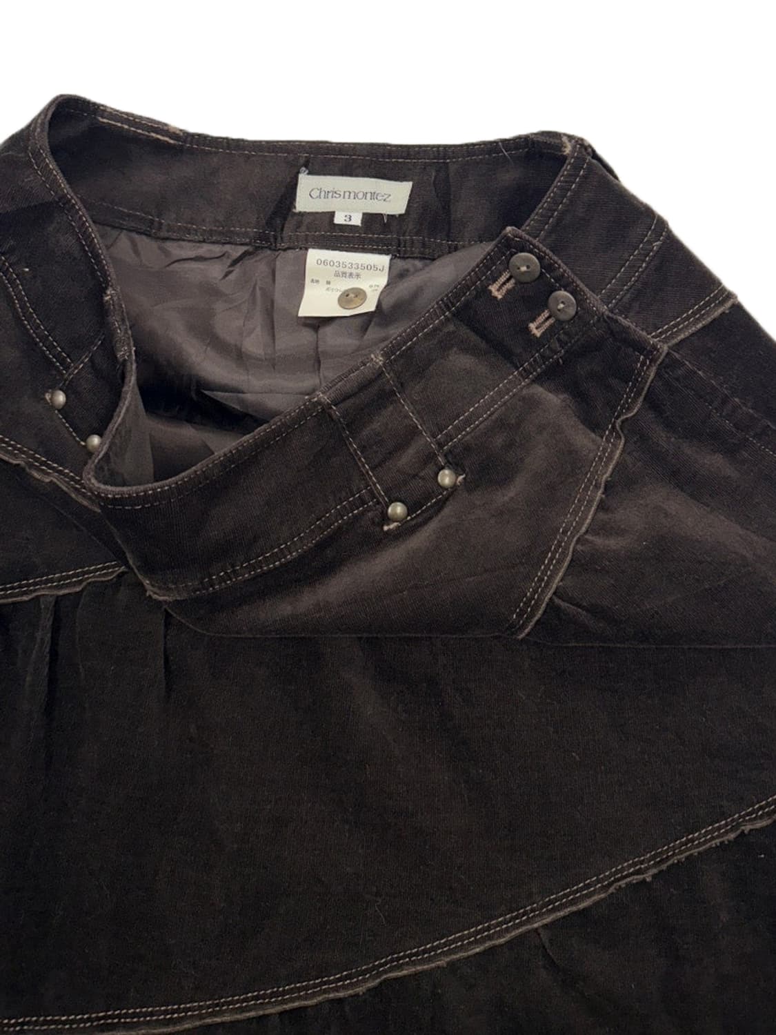 빈티지 Chris montez 브라운 모리 레이스 플레어 미디 스커트 상품이미지4