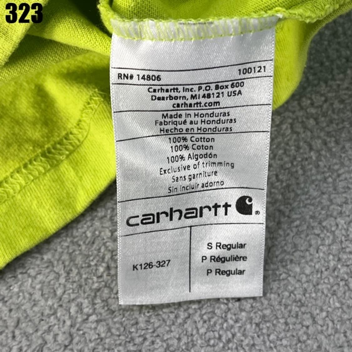 칼하트 라임색 긴팔티 상품이미지3