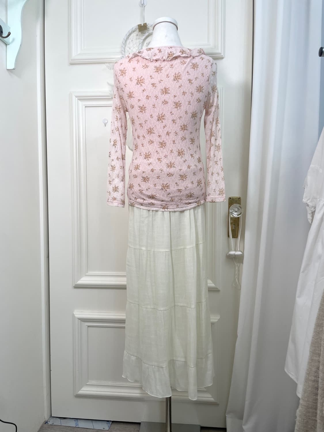 ivory tired spring long banding skirt 상품이미지8