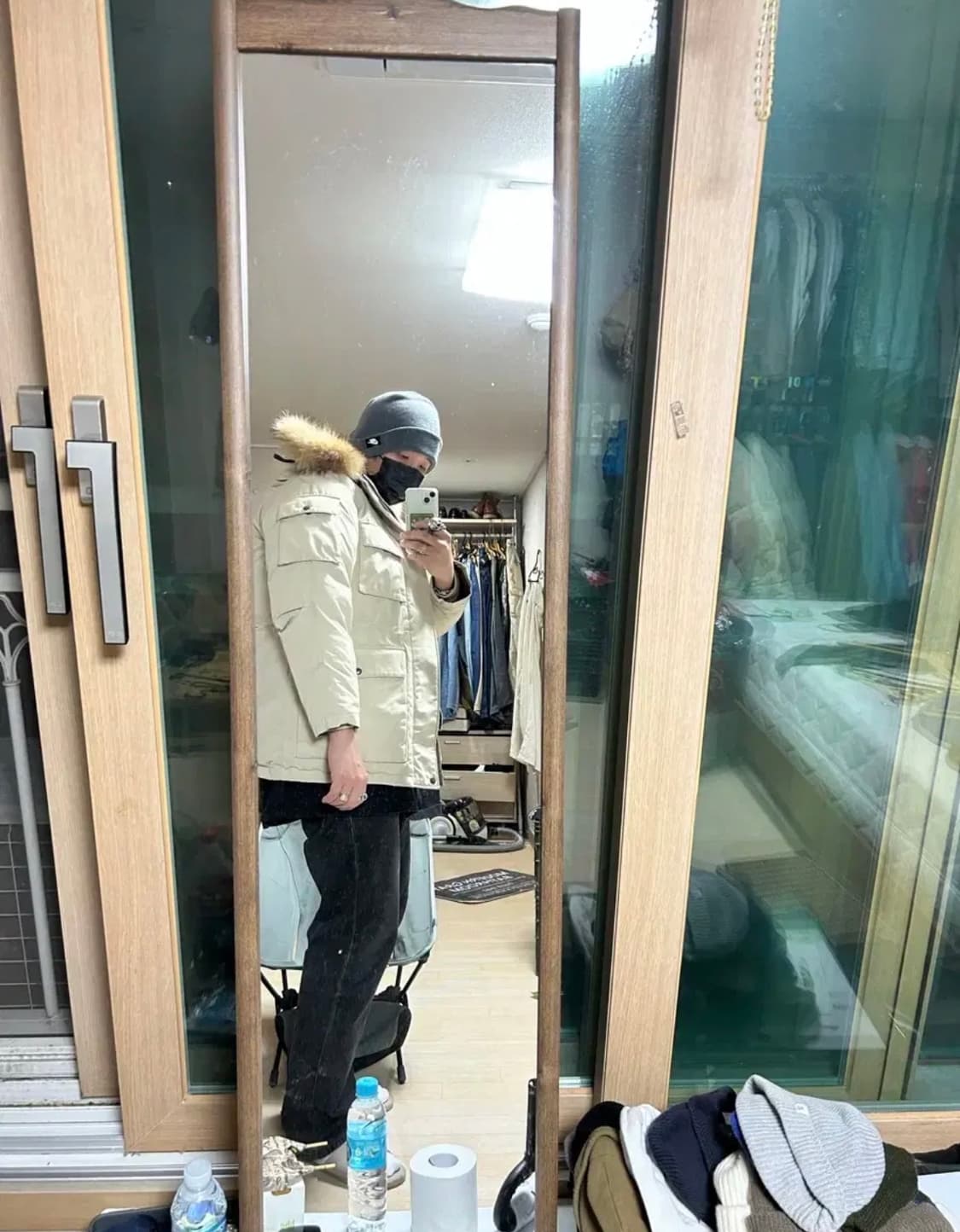 유니폼브릿지 베이지컬러 빈티지 아크틱 다운패딩파카 105size   상품이미지8