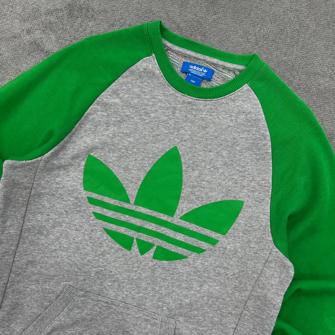 85 아디다스 트레포일 맨투맨 회색/녹색 상품이미지2