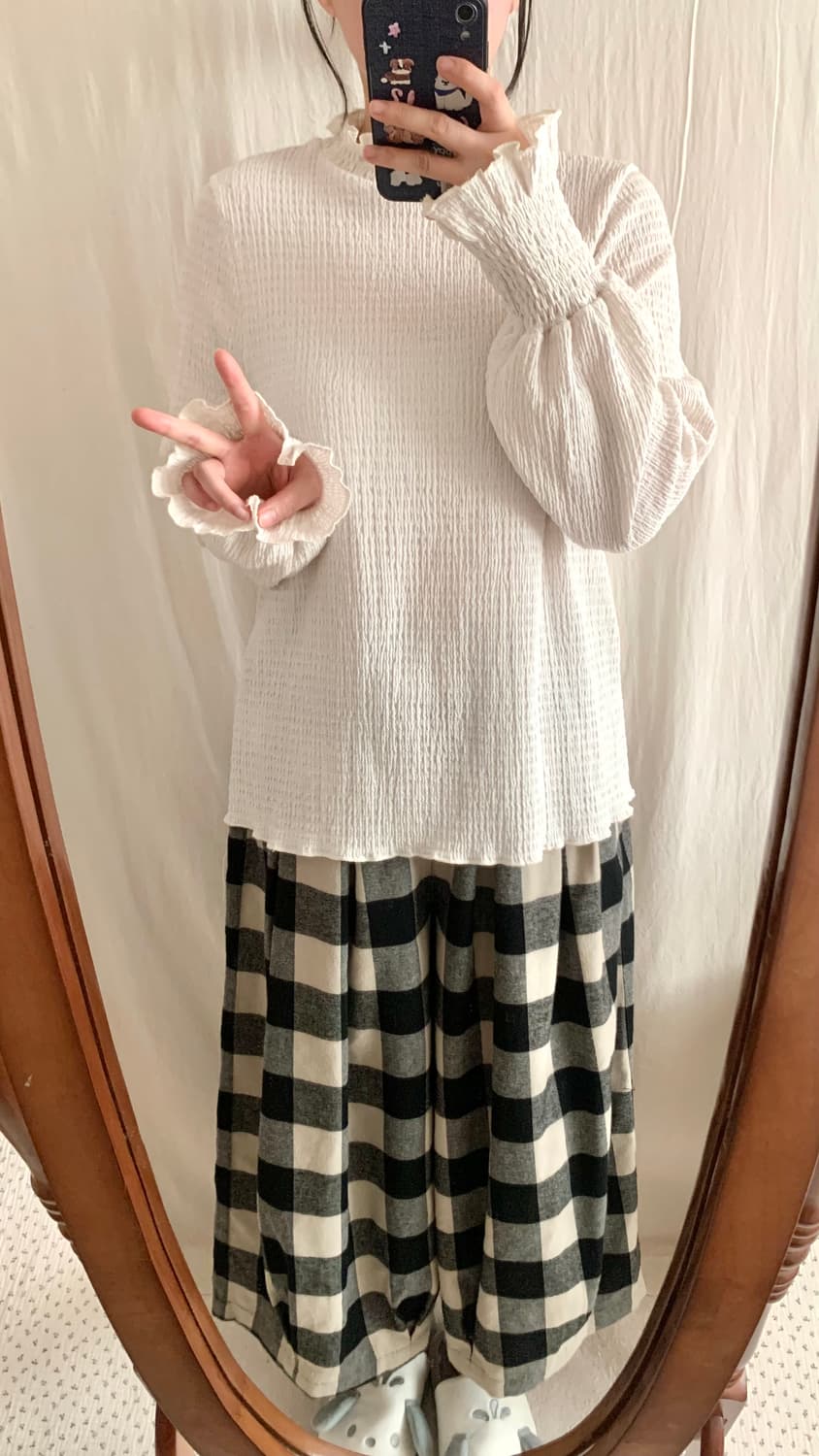 빈티지 벌룬 체크 면 팬츠 상품이미지4