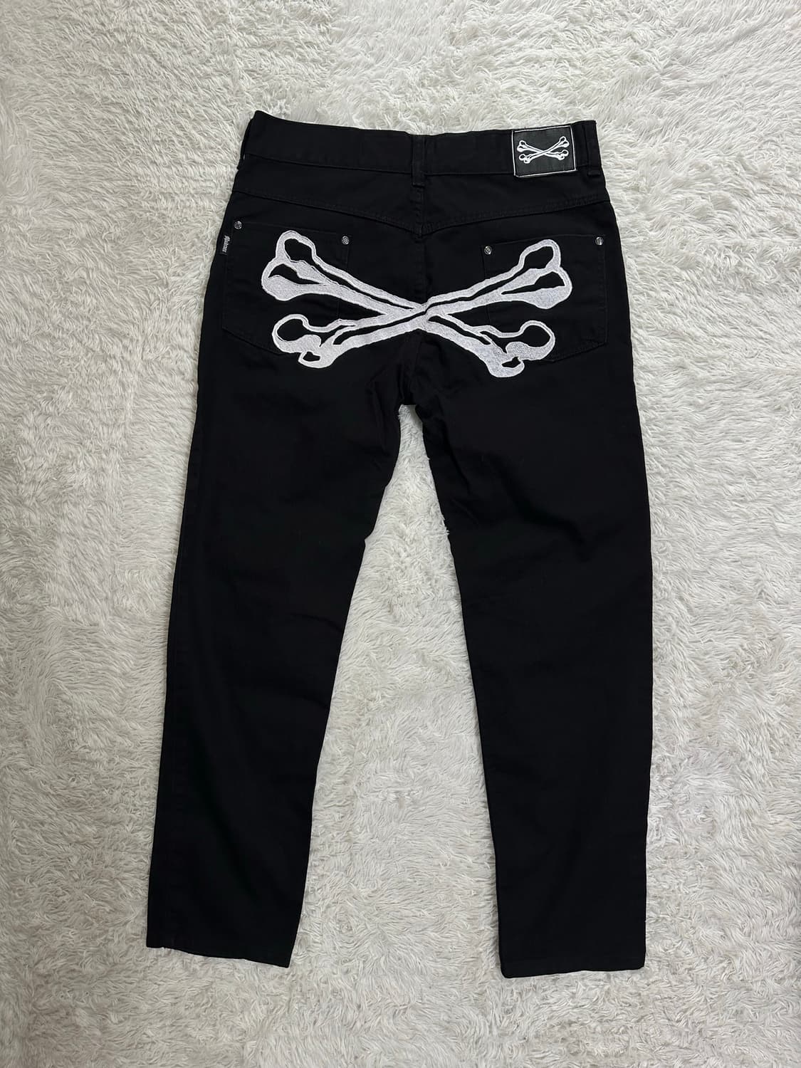 사쿤 크루 블랙 뼈다귀 자수 데님 팬츠 32 상품이미지4