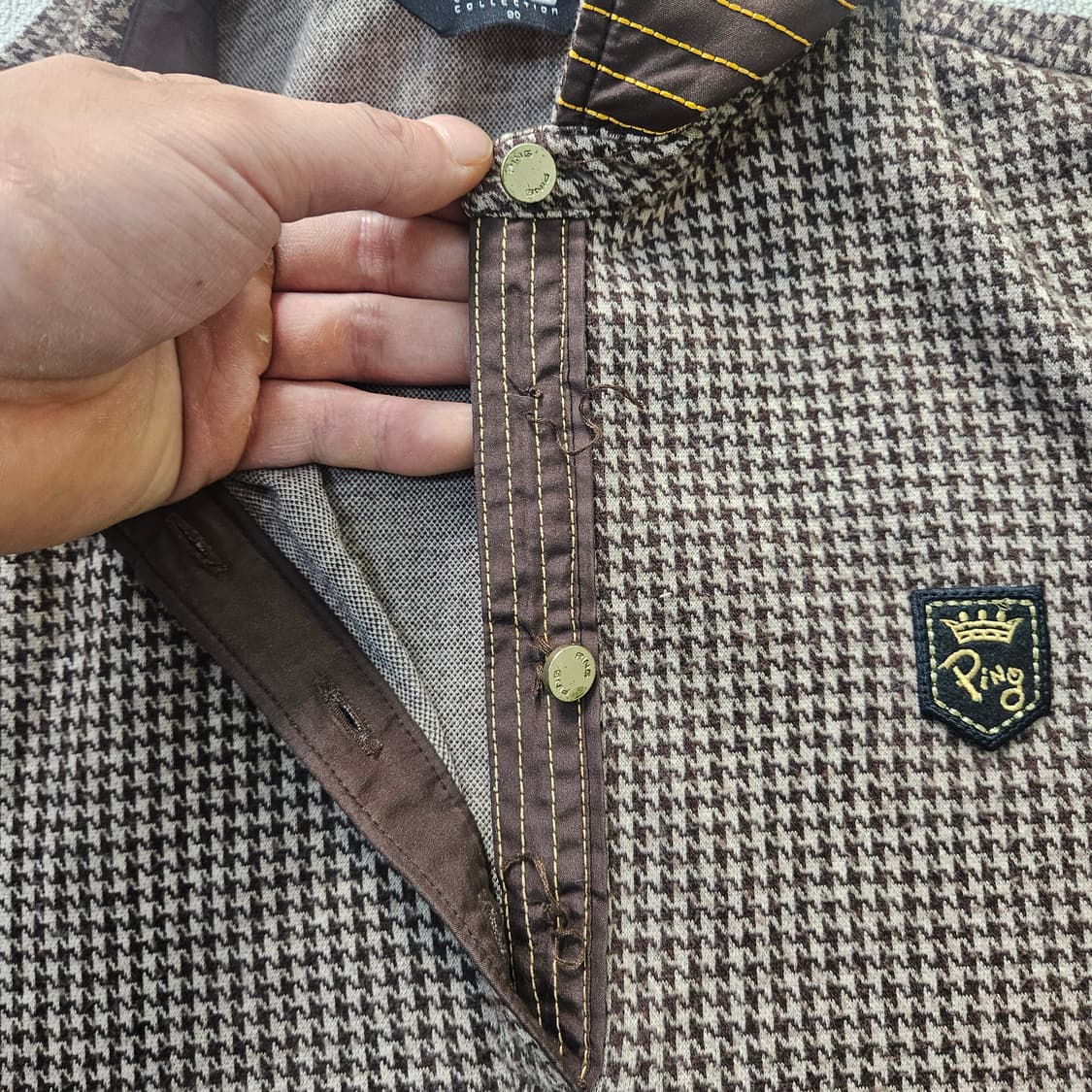 90 핑 여성 체크 카라 긴팔티 단추없음 0331Y 상품이미지3