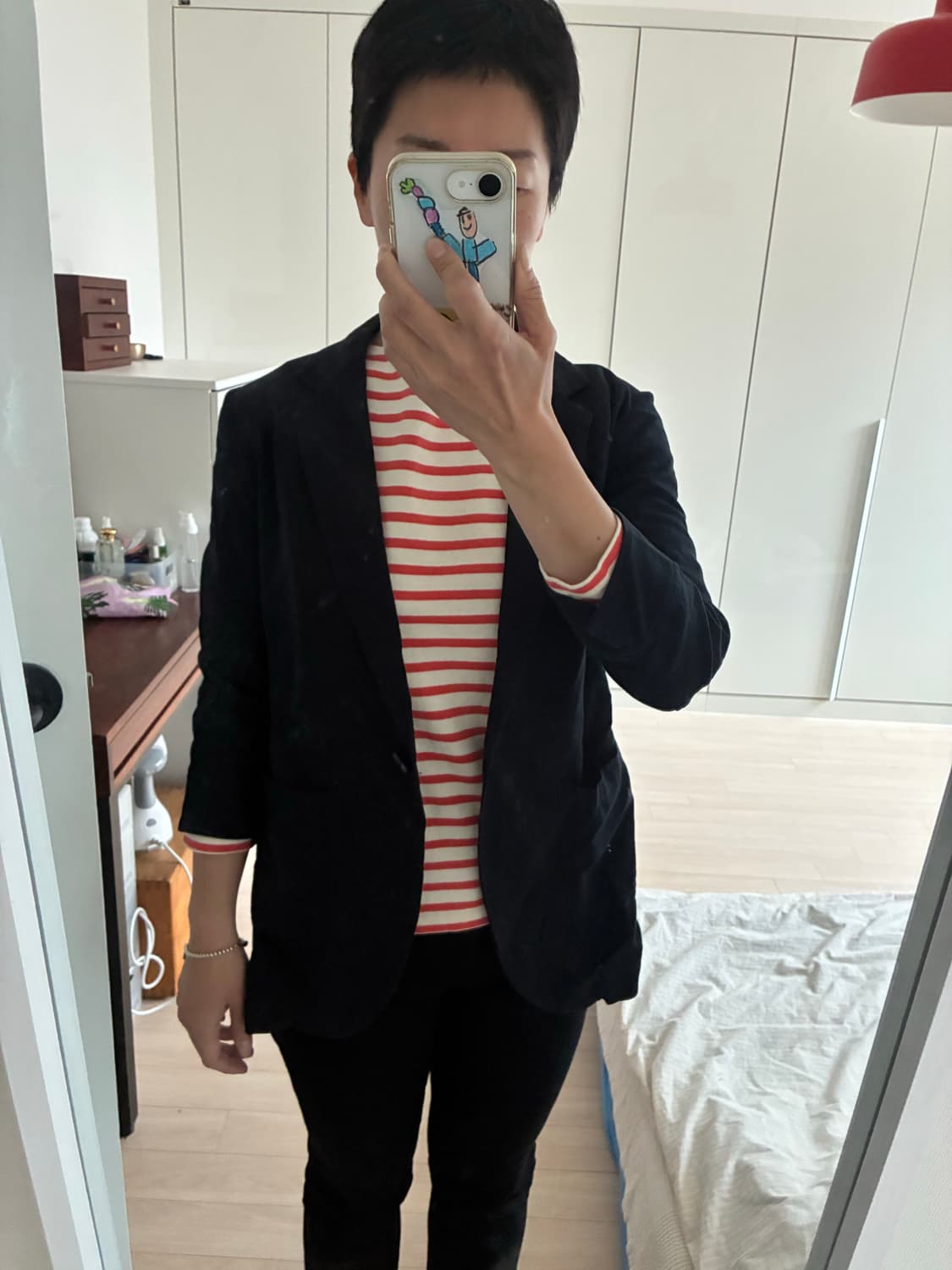 BEAMS HEART 린넨 혼방 블레이저 네이비  상품이미지6