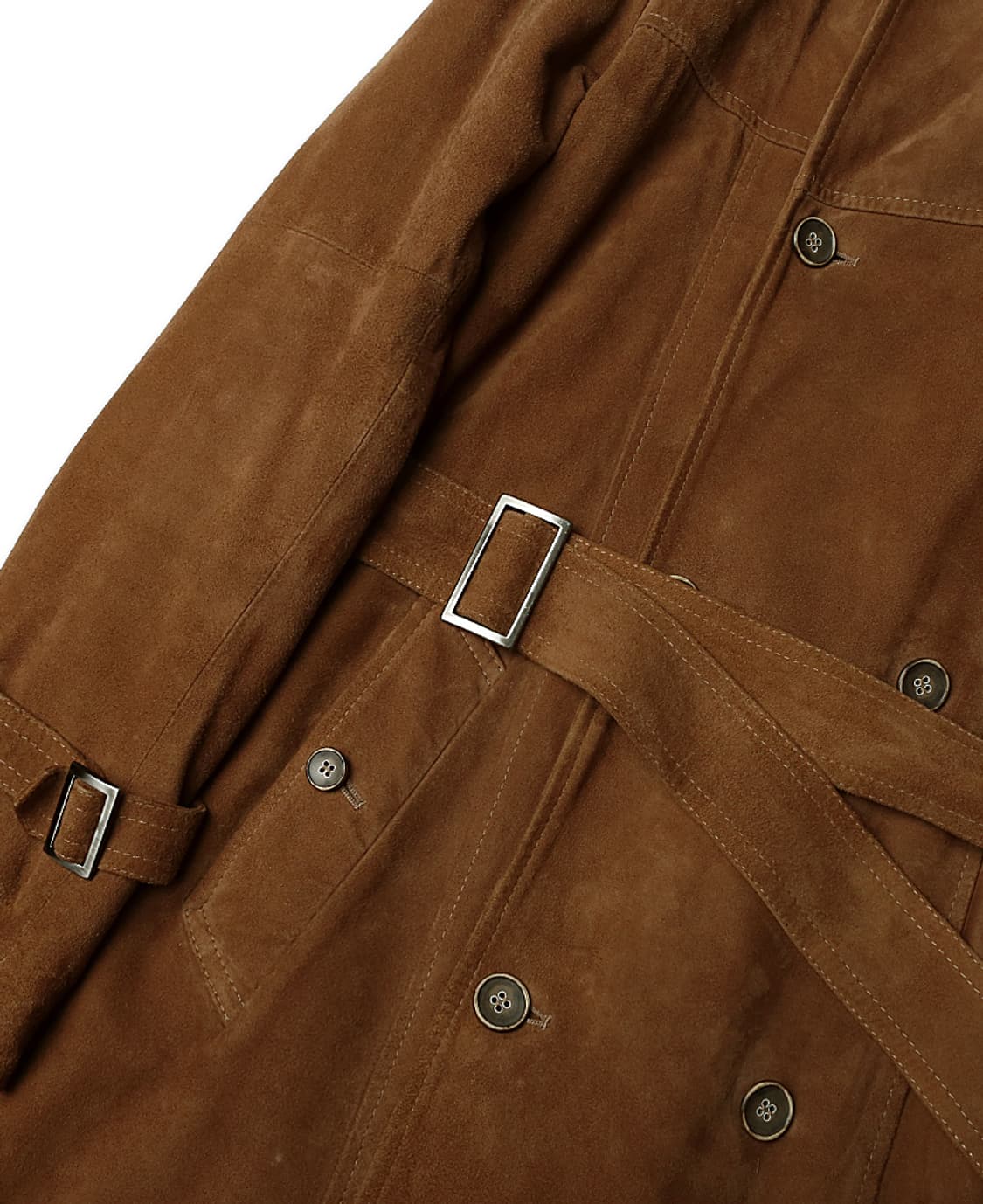 엠메띠 [Emmeti] 무통 카멜 염소 가죽 스웨이드 벨트 더블 코트 상품이미지4