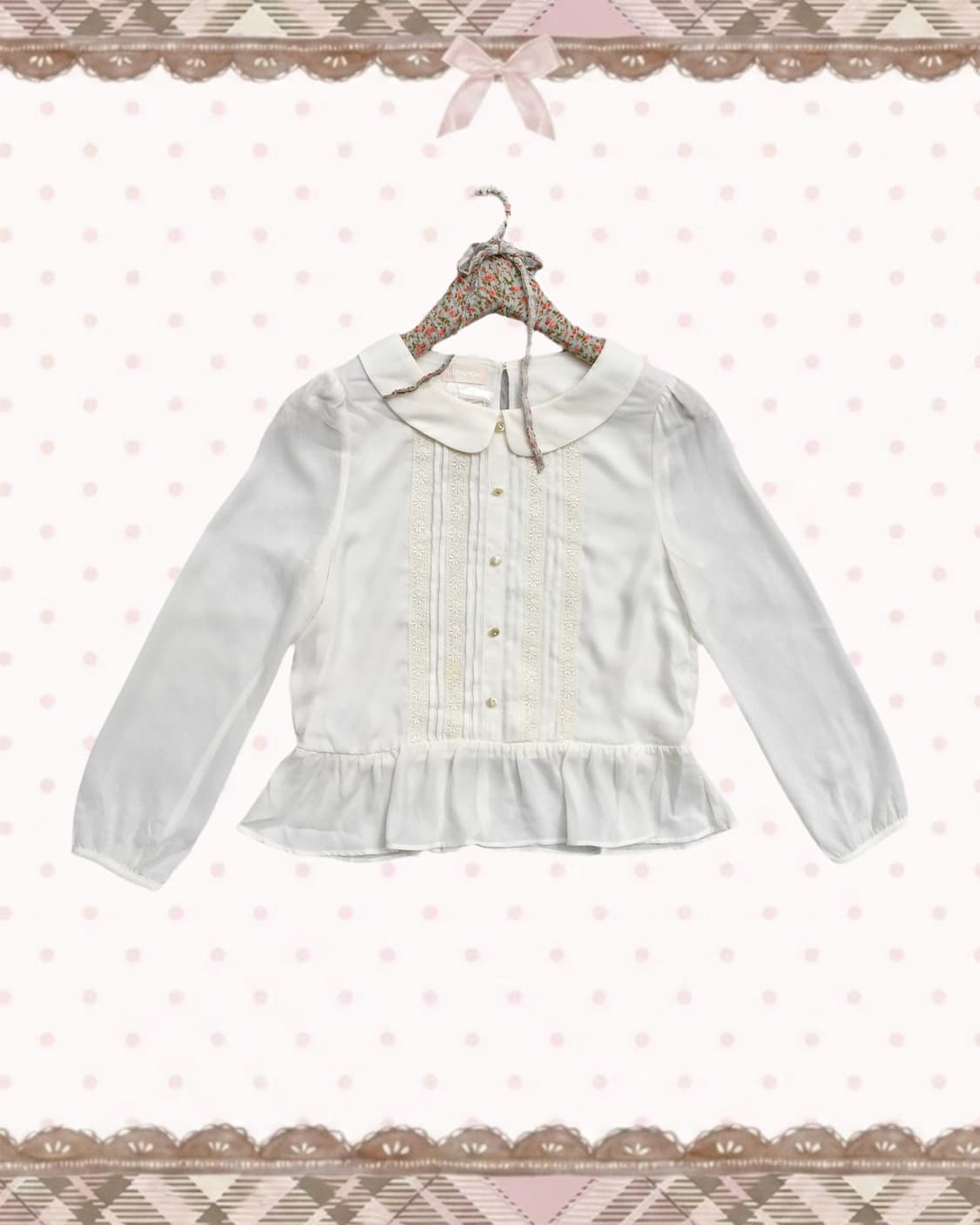 로디스포토 화이트 레이스 카운드카라 블라우스 상품이미지1