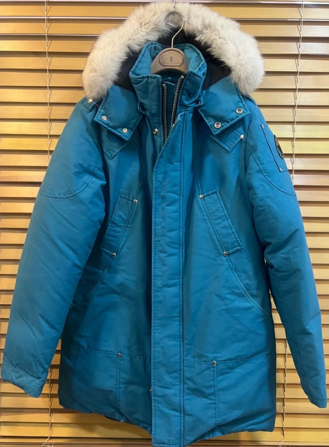 무스너클 캐나다 남성 청록 후드 덕다운패딩  상품이미지1