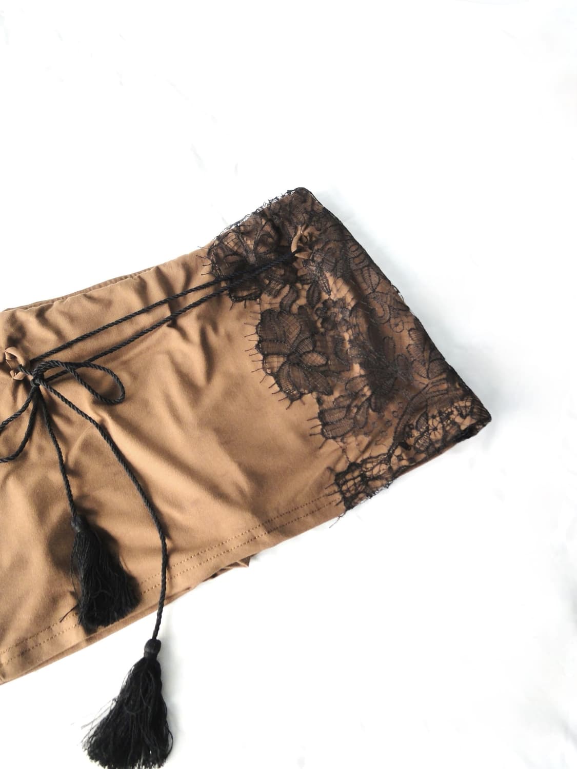 Lace tie mini skirt / brown 상품이미지2