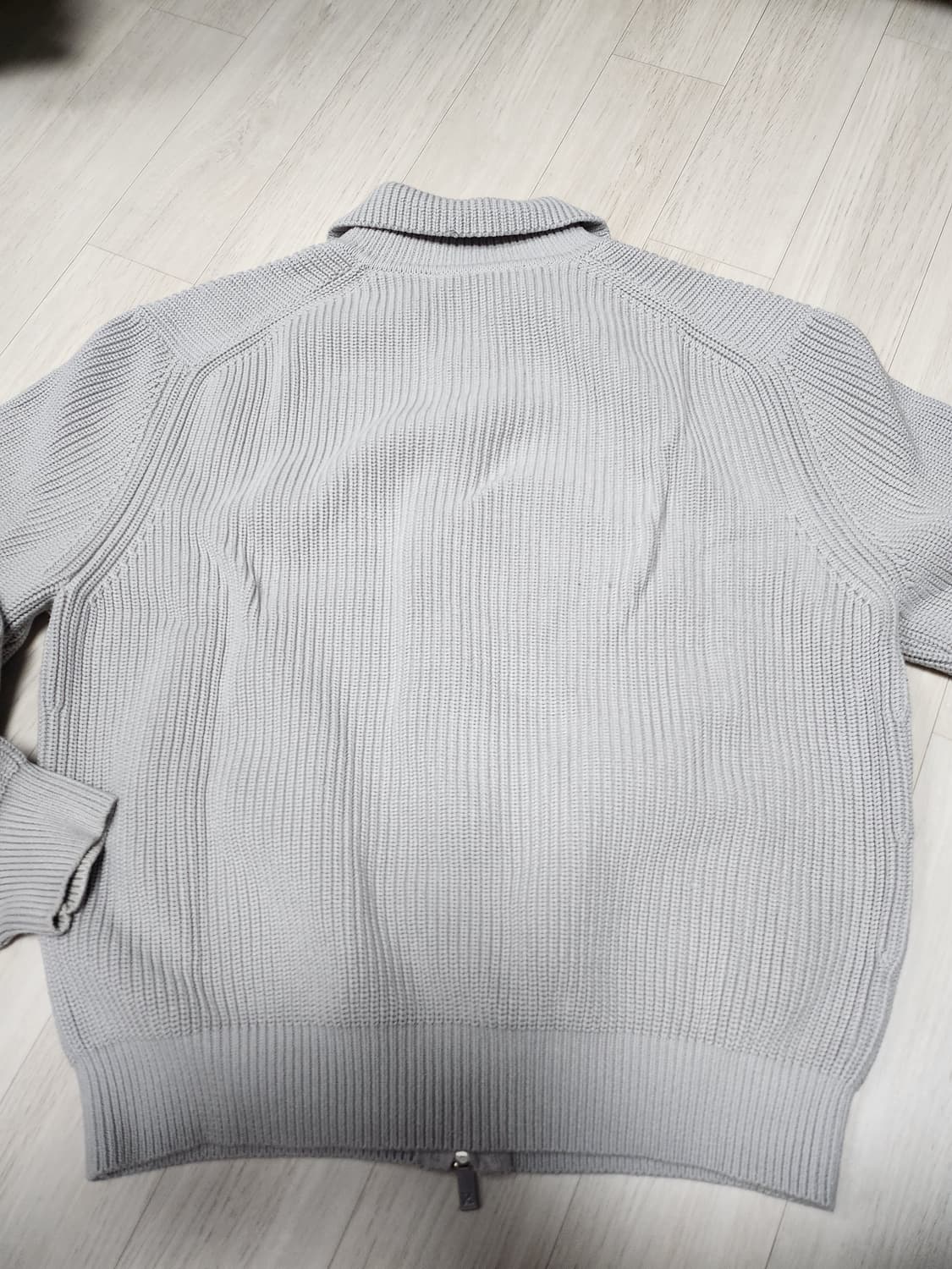 인템포무드 니트 집업 가디건 그레이 L 상품이미지4