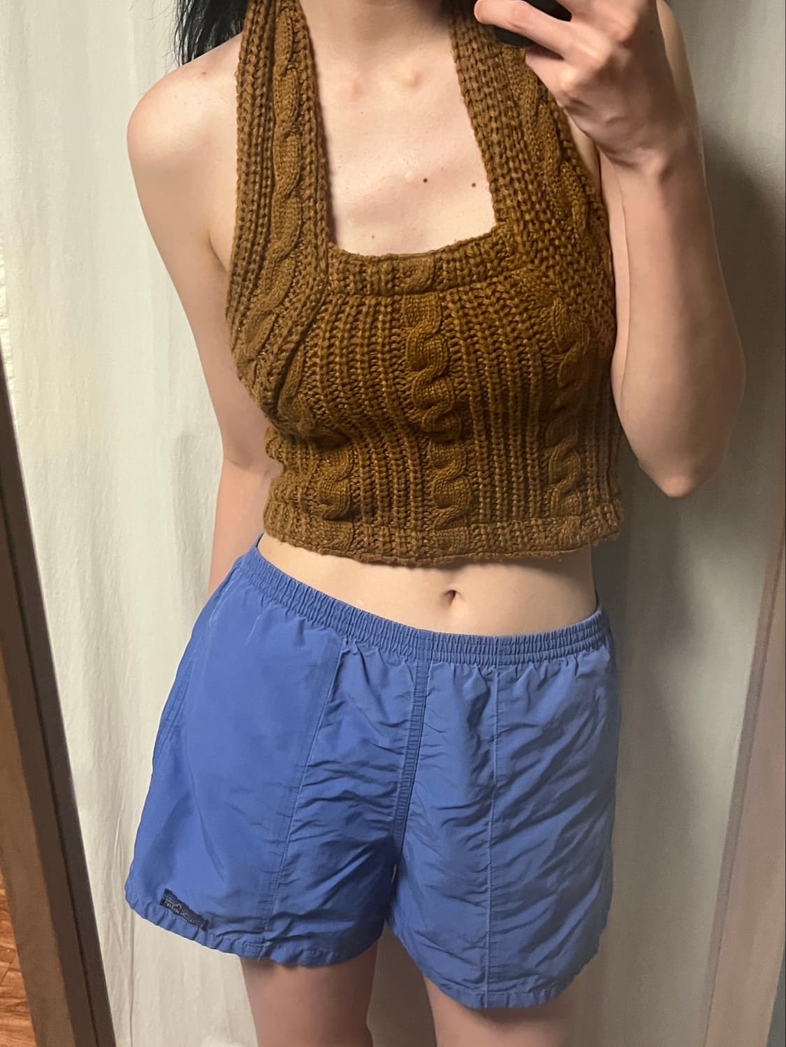 KIJUN brown knit halter neck top  상품이미지1