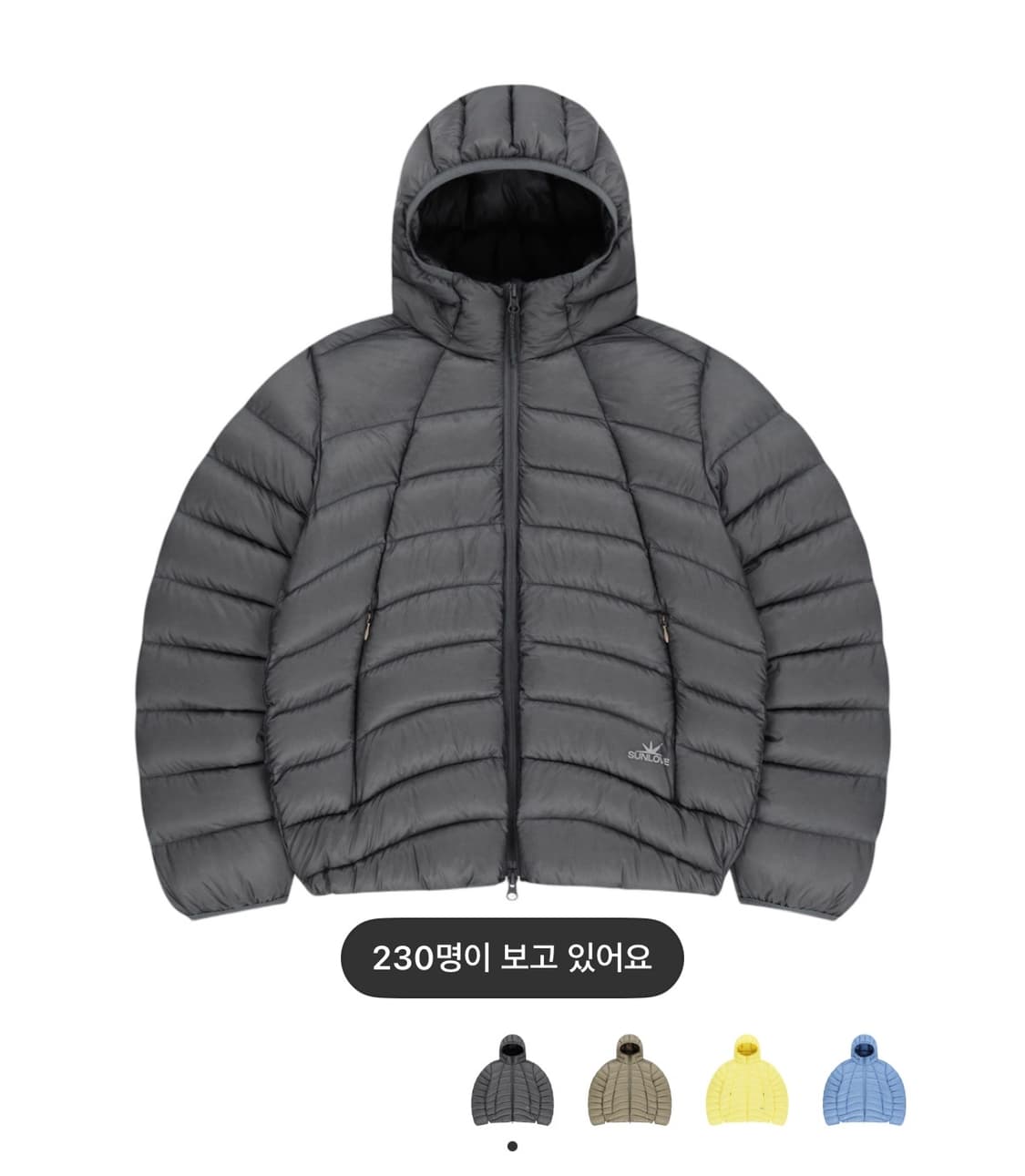 썬러브 후드 플라이 라이트 다운 자켓 그레이 M 상품이미지1