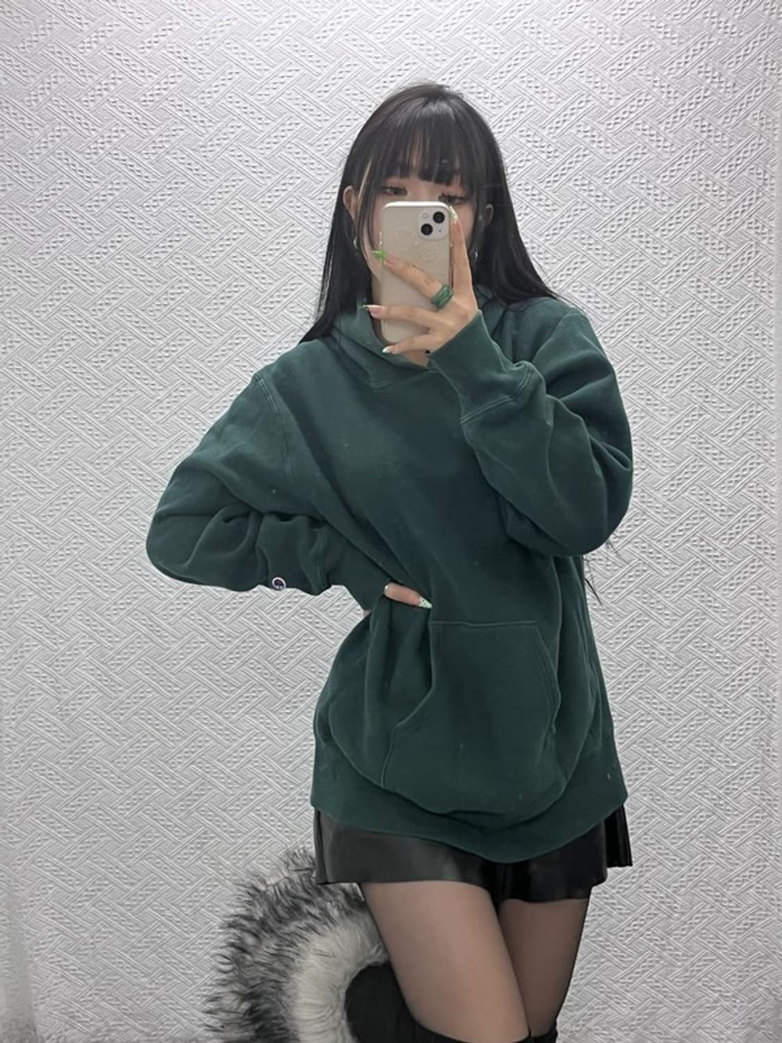 챔피온 리버스위브 딥그린 약기모 후드티 XL C09308 상품이미지2