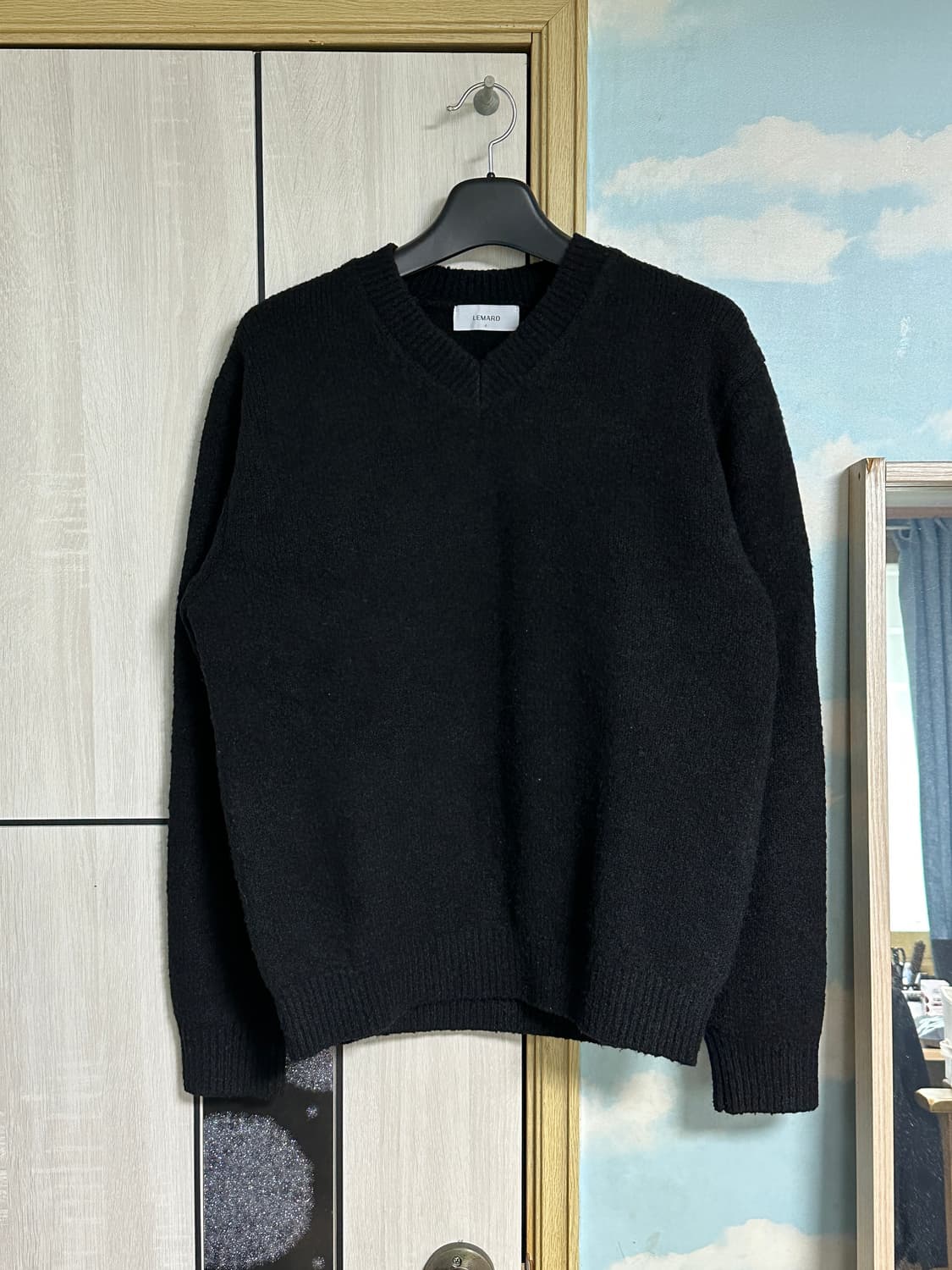 (2) 르마드 울 오버핏 V넥 니트 - 블랙 상품이미지2