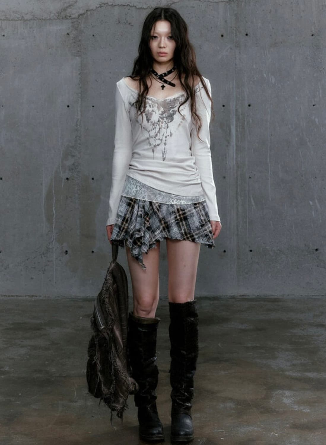 cor knit t-shirt skirt two-piece 상품이미지2