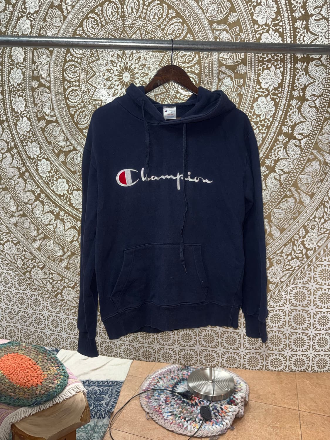 챔피온 빅로고 네이비 후드티 상품이미지3