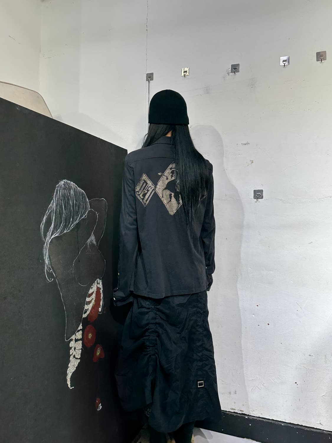 디젤 고딕 블랙 웨스턴 프린팅 셔츠 자켓 L 상품이미지3