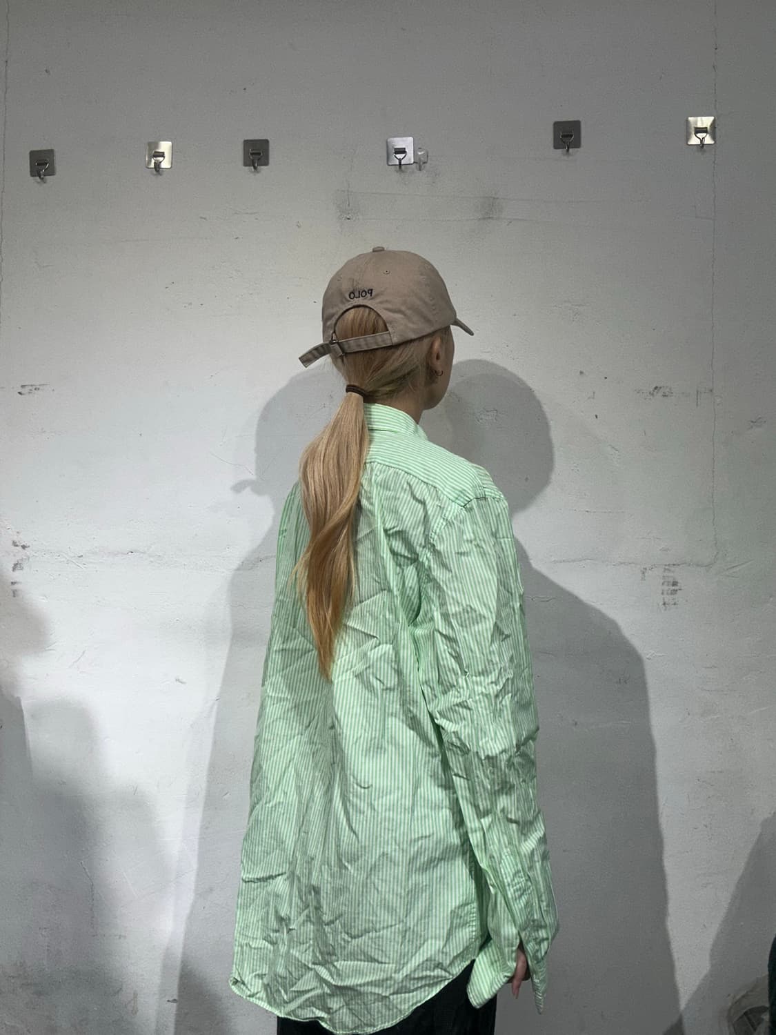 폴로 연두색 오버핏 슬림핏 셔츠 XL 상품이미지3